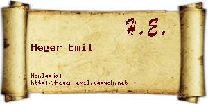 Heger Emil névjegykártya